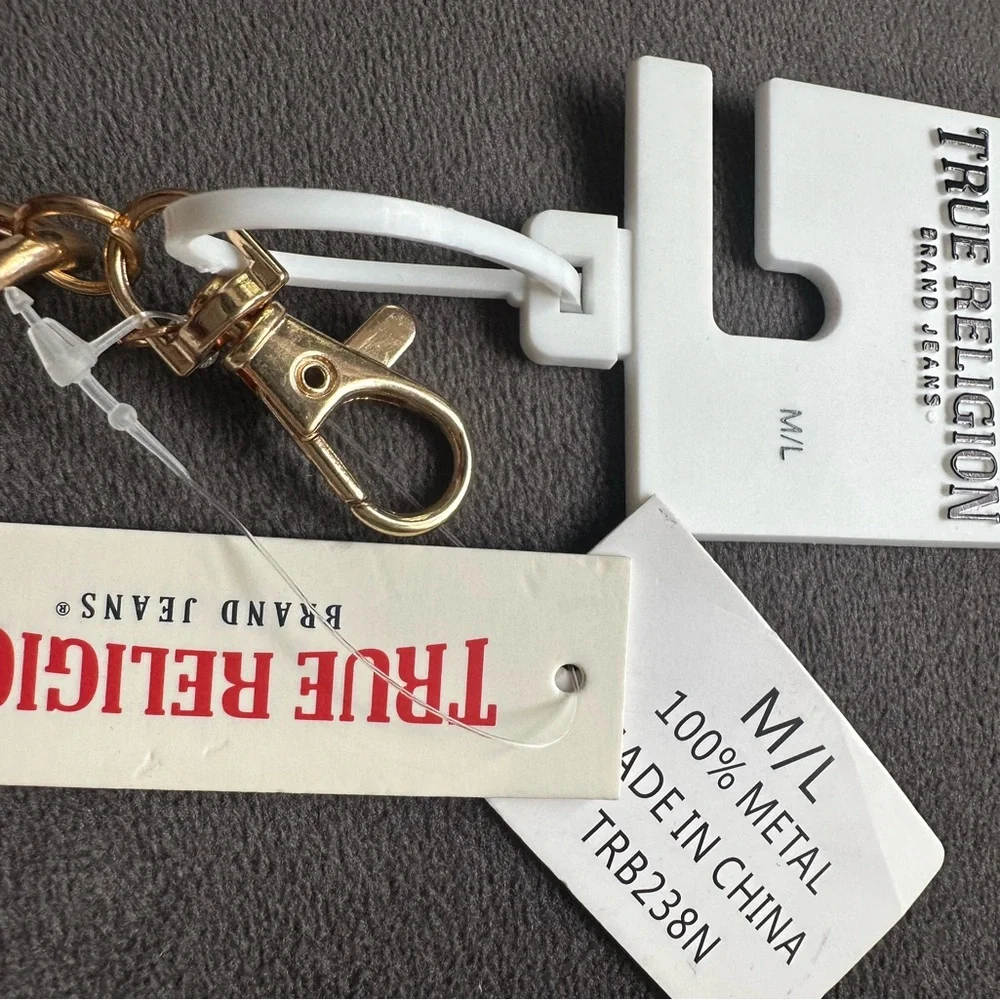 🆕True Religion Gold Horseshoe Chain Statement Belt